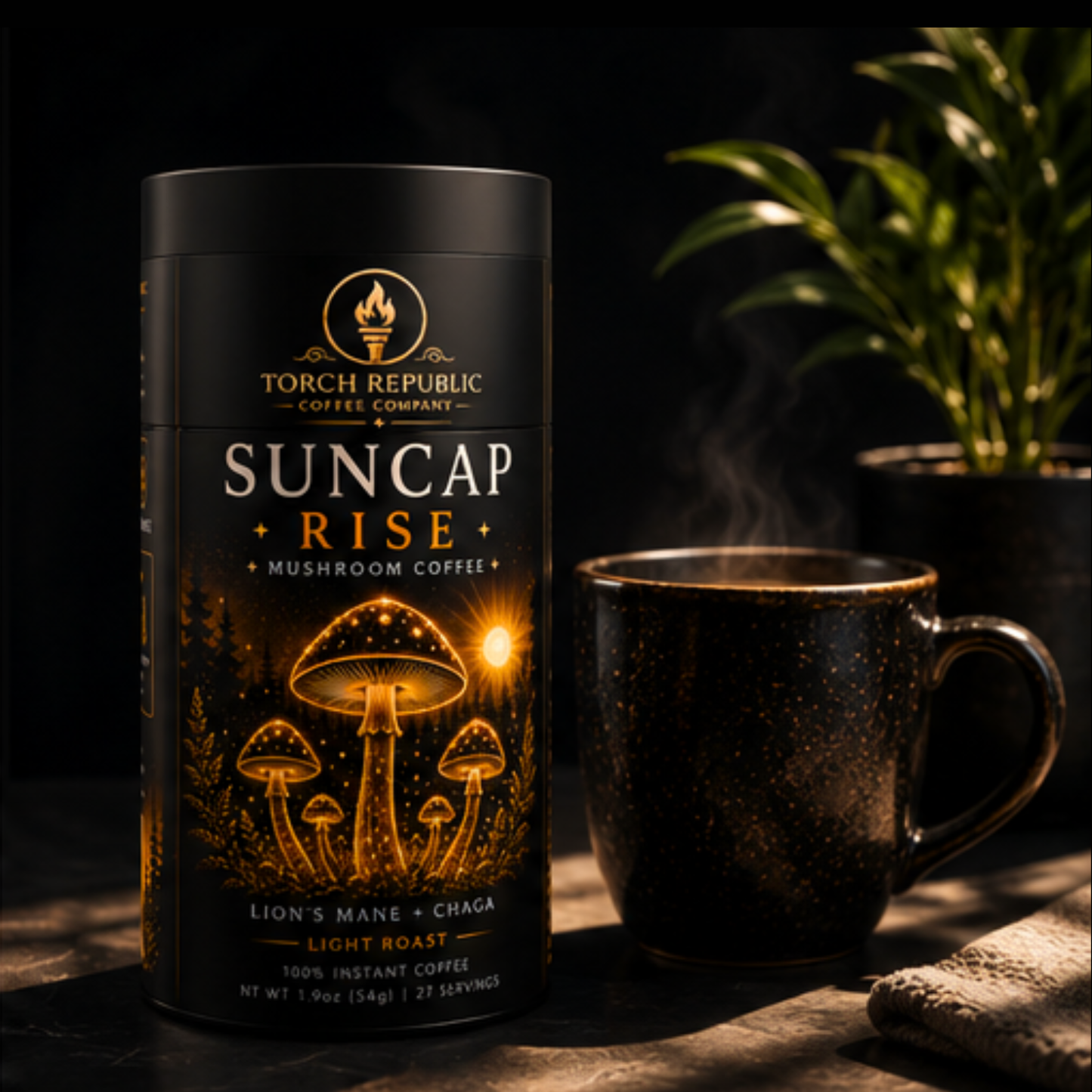 Suncap Rise — Light Roast Instant Mushroom Coffee