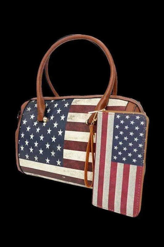 American Flag Bag Continental Wallet Set - LiberTees for All